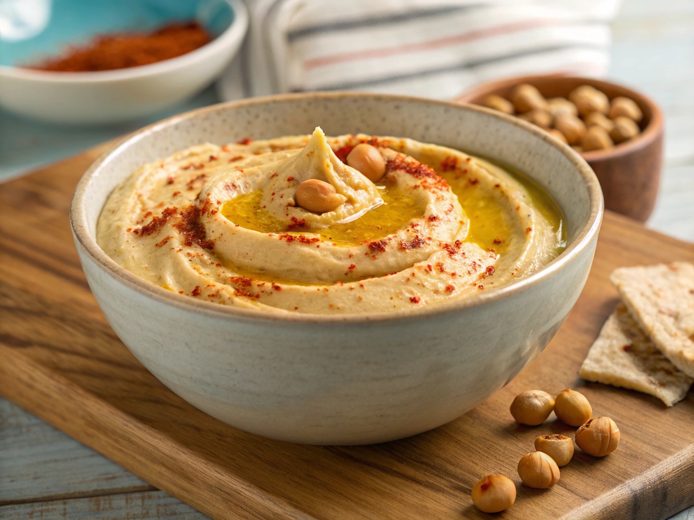 Hummus med olivolja och paprikapulver